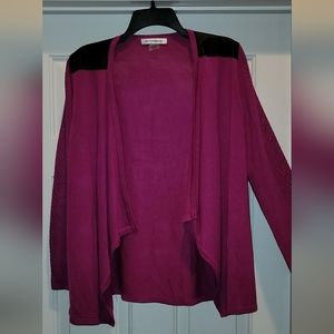 Allison Daley Cardigan with Faux Leather Shoulders